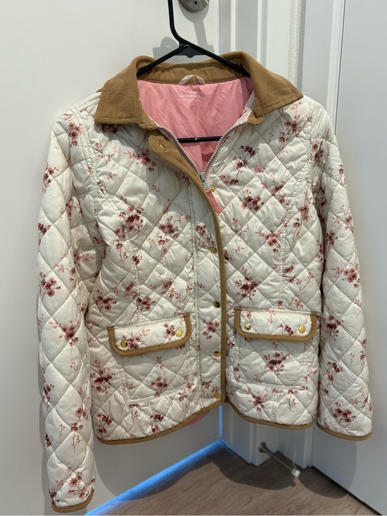 Vineyard Vines Jackets & Blazers - Vineyard Vines Cream Quilted Jacket with Pink Floral Print and Tan Corduroy Trim